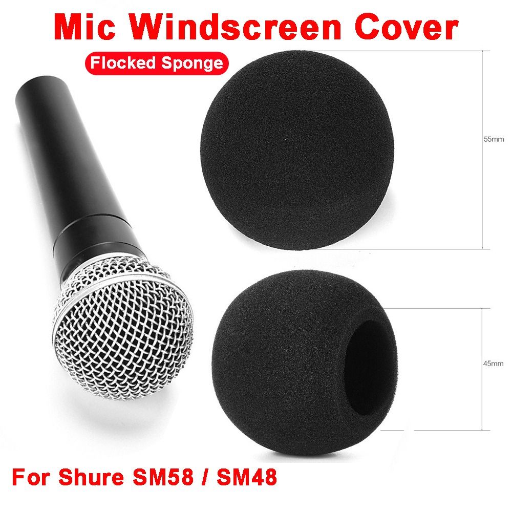 Shure Mic Sm58 - Ersatz-Mikrofon-Windschutzabdeckung Beflockter Schaumstoff Winddichter Mikrofon-Pop-Filter Pop-Filter-Abdeckung
